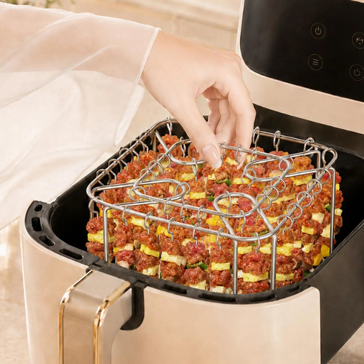 Vertical Air Fryer Skewer Rack – 316 Steel + 40 Skewers Air Fryer Skewer Rack PLUSH