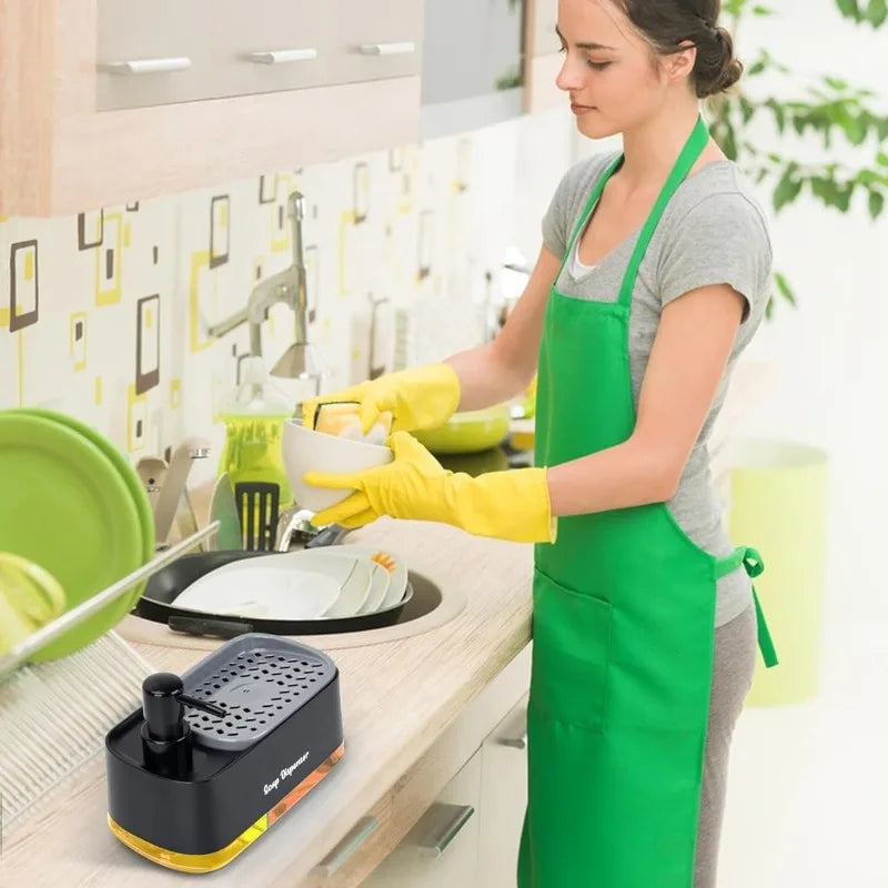 3-in-1 Kitchen Sink Soap Dispenser Dual Pump & Sponge Holder Soap Dispenser Organizer PLUSH