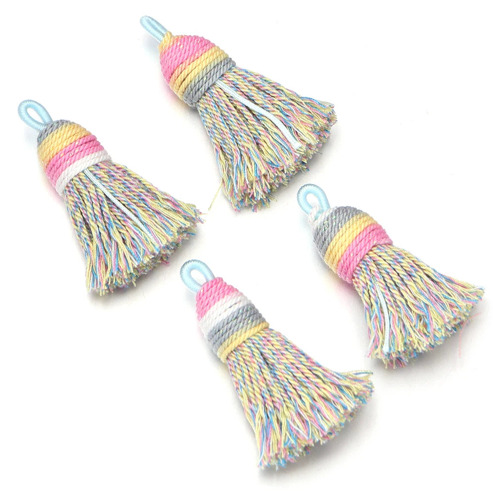 4pcs Gradient Glitter Mini Tassel Charms – DIY Jewelry Making Tassel Charms PLUSH Colorful