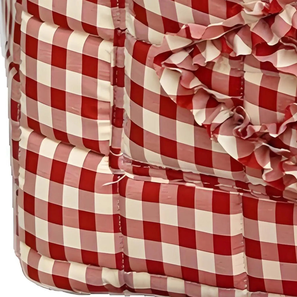 Red Plaid Quilted Fabric Storage Basket | Foldable Laundry Hamper Foldable Storage Basket PLUSH