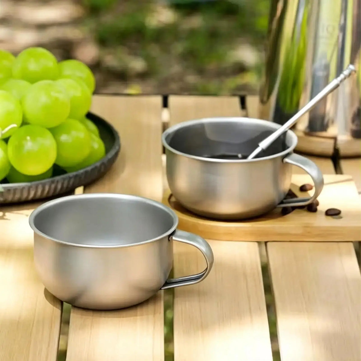 220ml Titanium Camping Mug with Handle – Lightweight Travel Cup Camping Mug PLUSH
