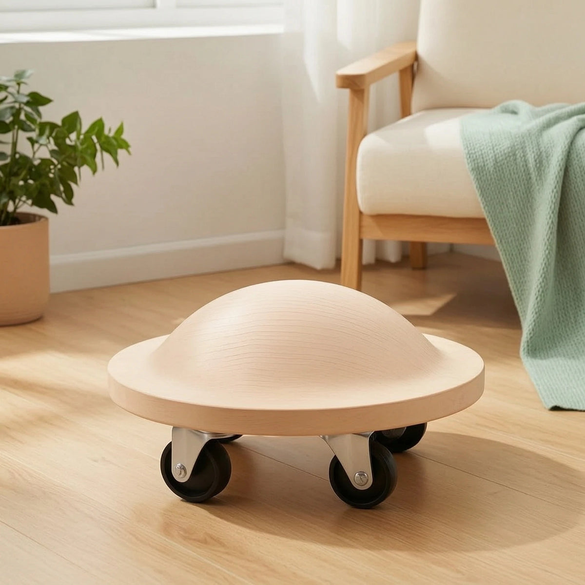 Wooden Ab Roller with Caster Wheels – Portable Core Trainer Ab Roller Wheel PLUSH