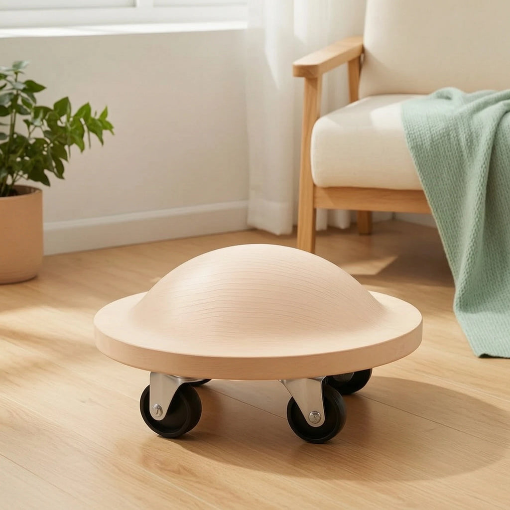 Wooden Ab Roller with Caster Wheels – Portable Core Trainer Ab Roller Wheel PLUSH