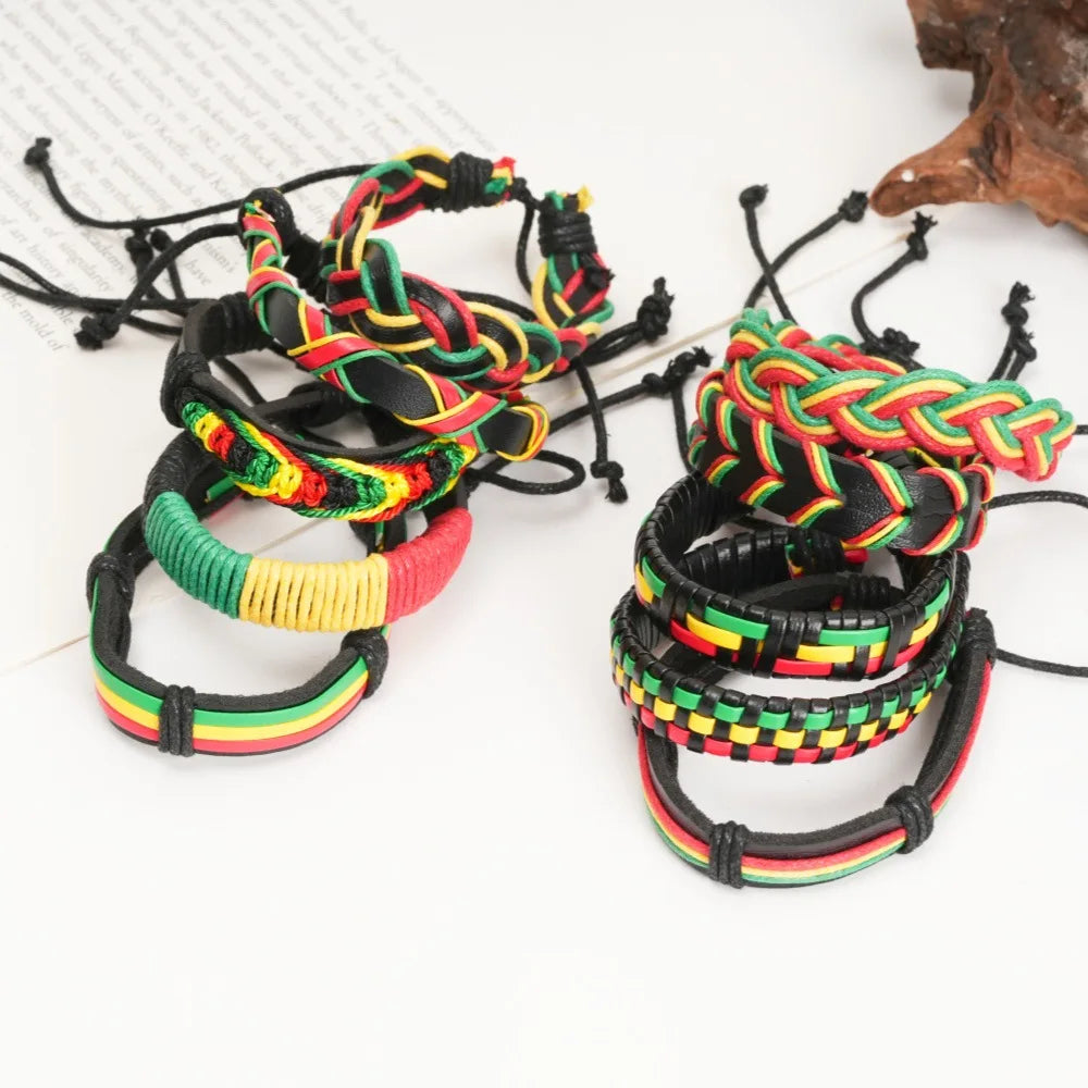 10pcs Leather Bracelet Set – Vintage Handwoven Adjustable Bangles Leather Bracelet Set PLUSH