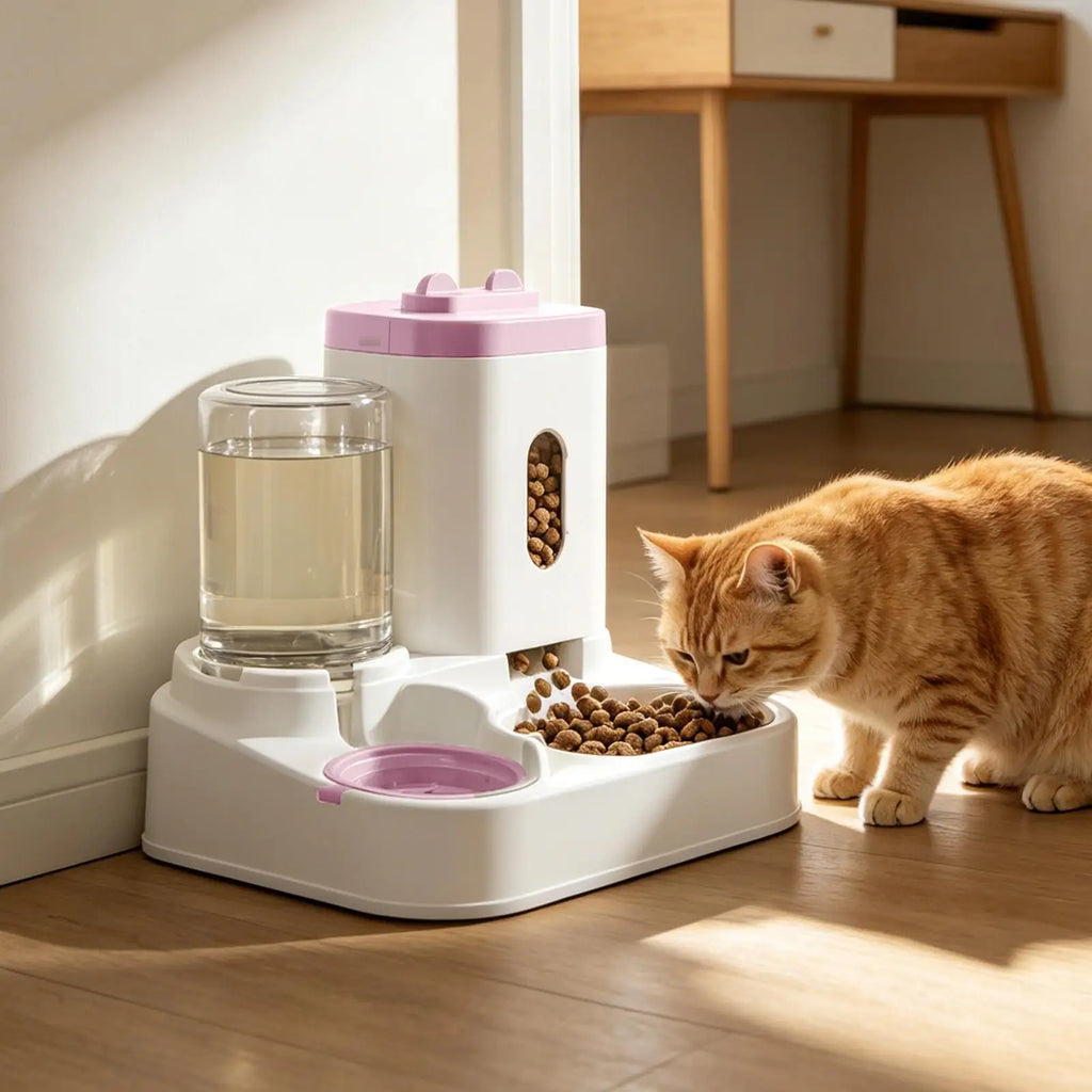 Automatic Gravity Pet Feeder & Water Bowl – Large Capacity Automatic Pet Feeder PLUSH