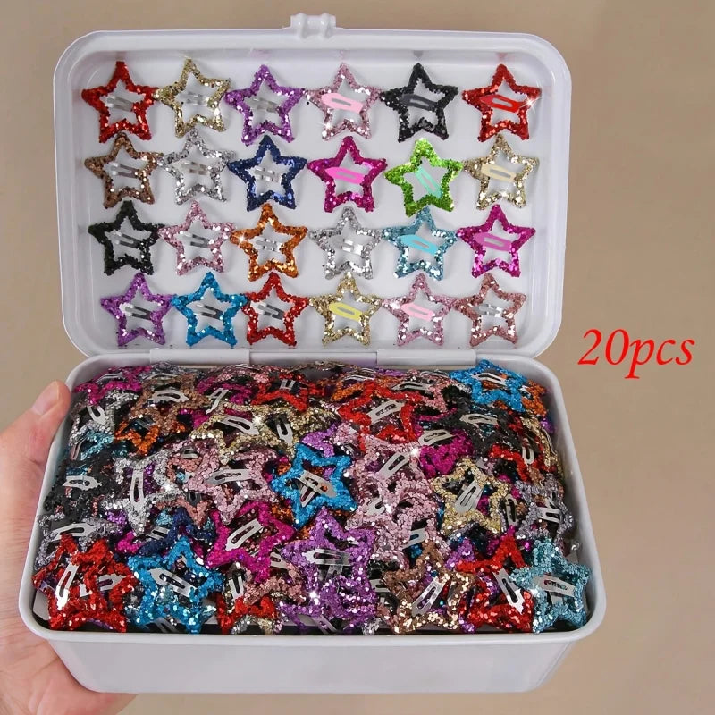 20pcs Star Hair Clips – Colorful Sequin Snap Barrettes for Girls Hair Clips Barrettes PLUSH