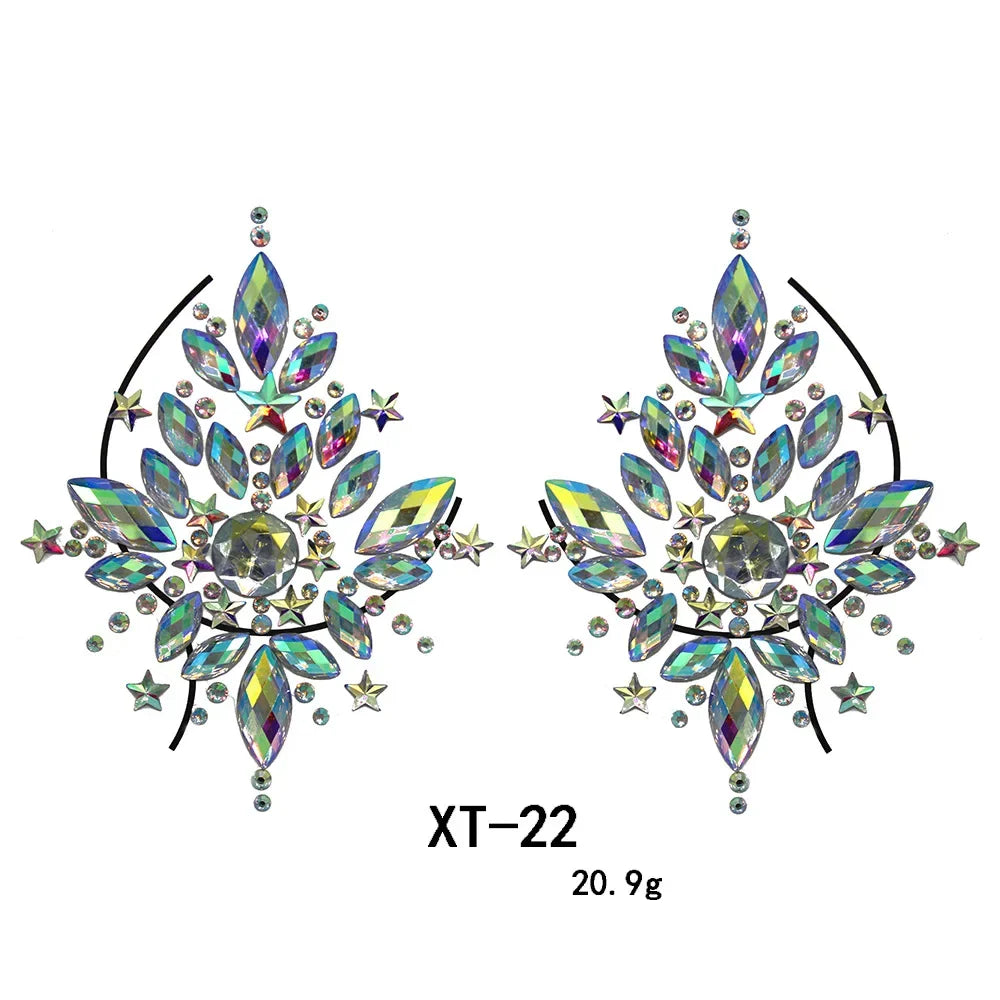 Crystal Rhinestone Body & Face Jewel Stickers – Temporary Tattoo Body Jewel Stickers PLUSH XT-22