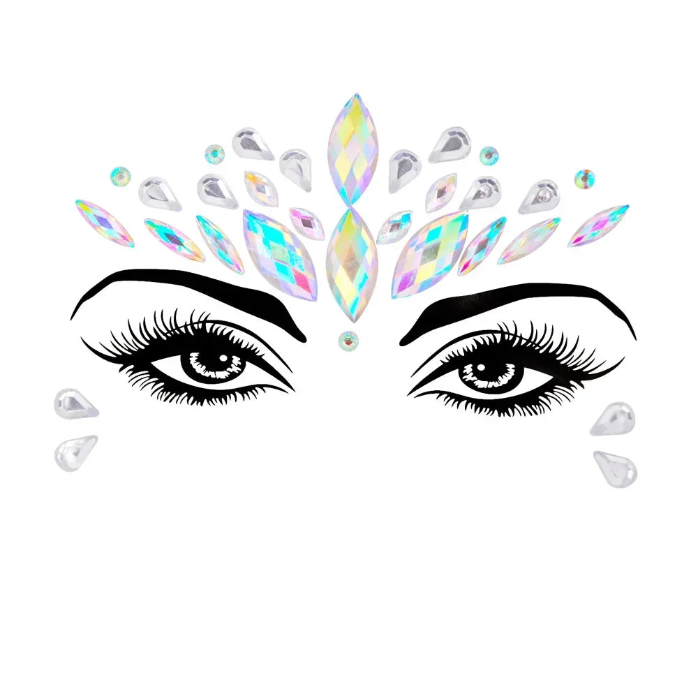 Crystal Face Gems Rhinestone Temporary Tattoo Stickers Face Gem Stickers PLUSH 49
