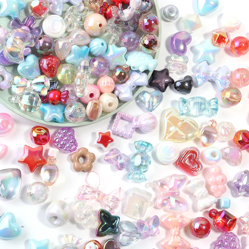 45g Mixed Acrylic Bow Beads – Colorful DIY Spacer Beads Acrylic Spacer Beads PLUSH