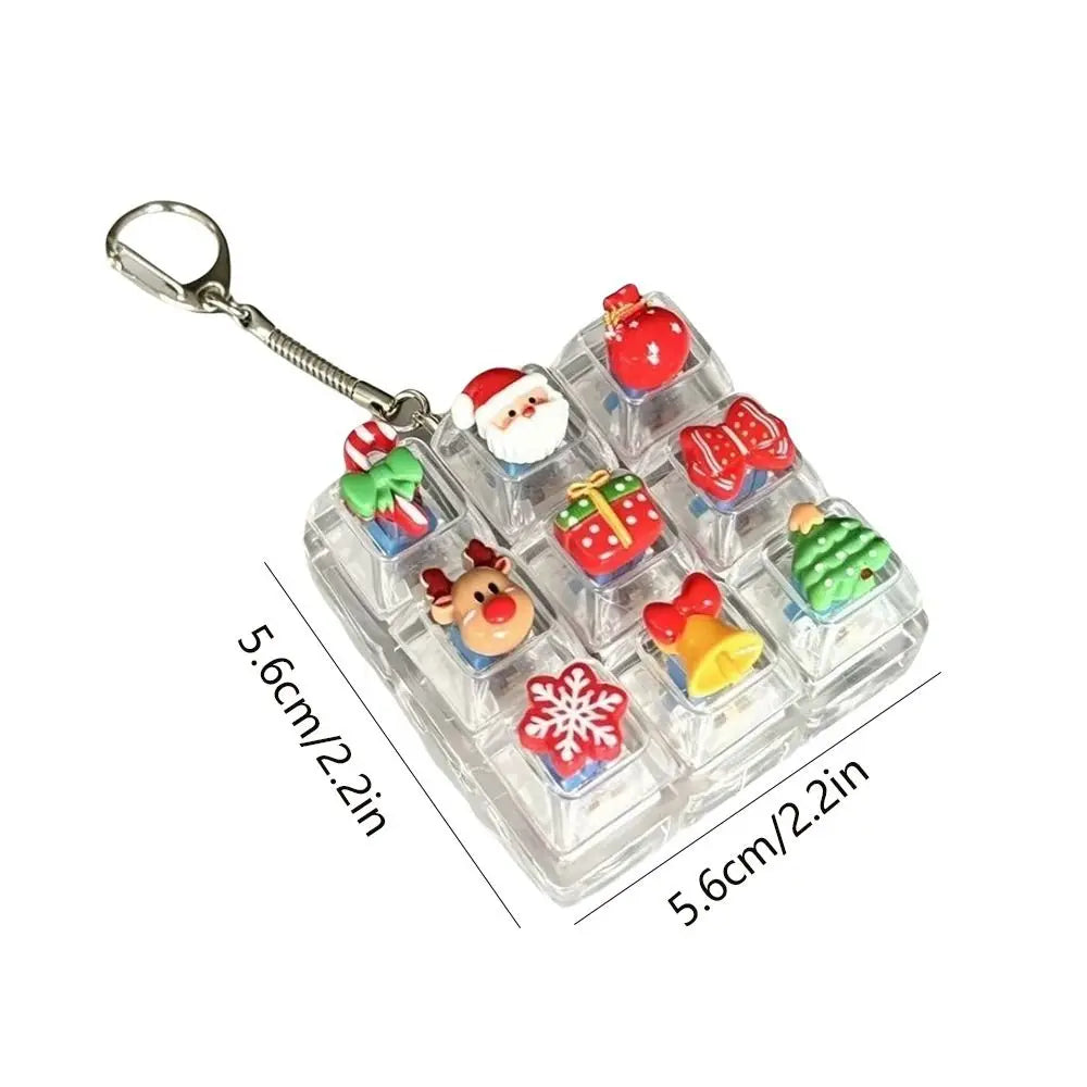 9-Key Christmas Fidget Keyboard Keychain – Tree, Elk & Snowflake Fidget Keychain Toy PLUSH