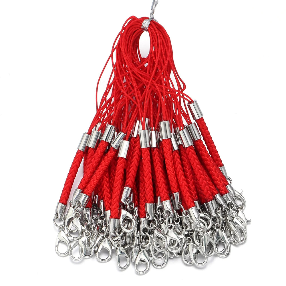 10pcs Braided Keychain Lanyard Cords with Lobster Clasps DIY Keychain Lanyard Cord PLUSH red 9cm