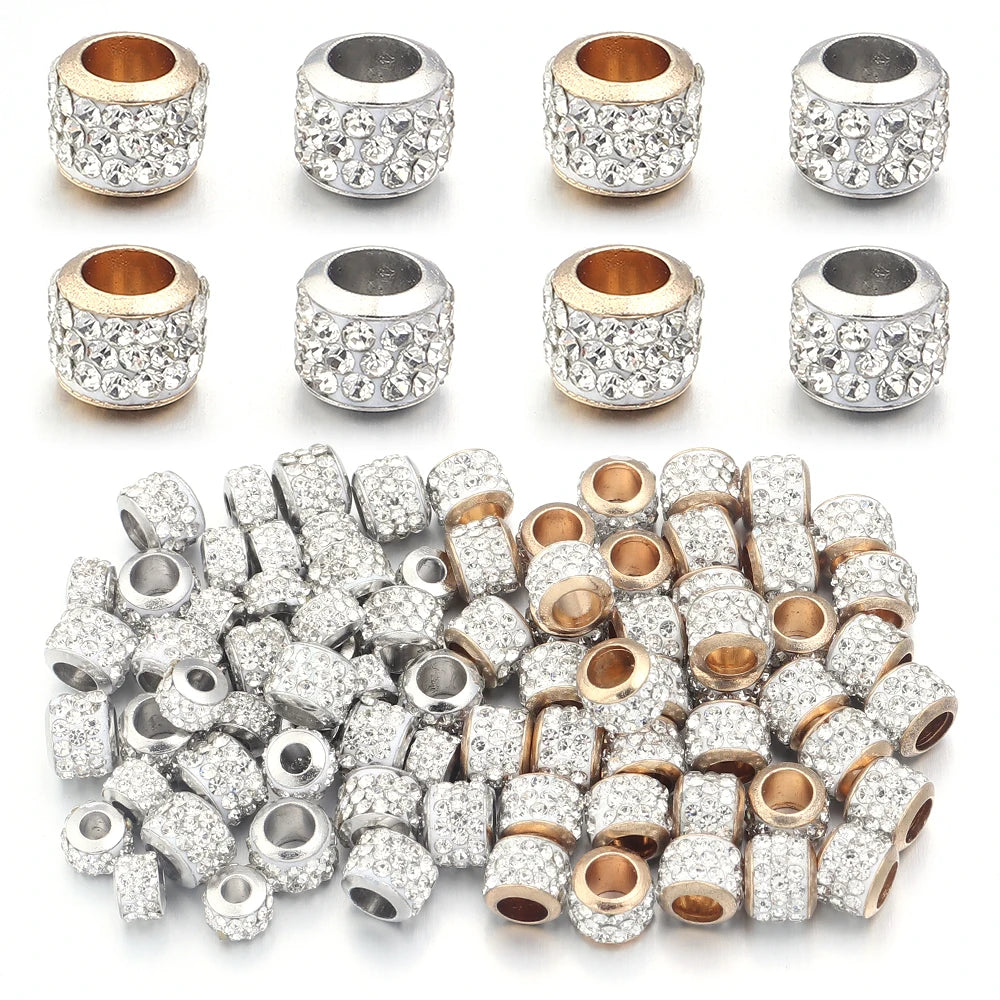 20pcs Rhinestone Ball Spacer Beads Large Hole DIY Jewelry Rhinestone Spacer Beads PLUSH