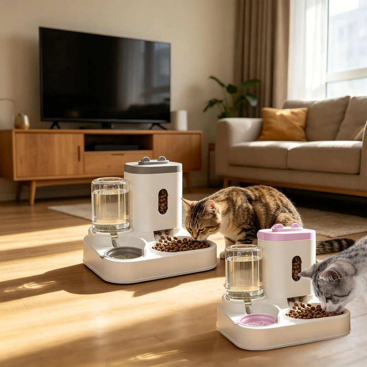 Automatic Gravity Pet Feeder & Water Bowl – Large Capacity Automatic Pet Feeder PLUSH