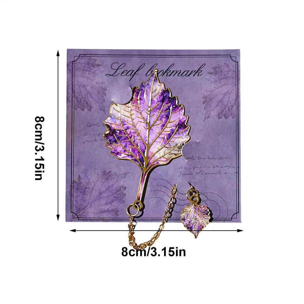 Metal Leaf Bookmark with Chain Pendant – Maple & Clover Metal Bookmark PLUSH B