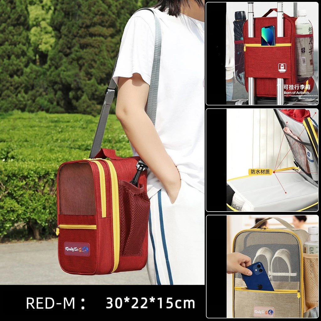 Multifunctional Travel Bag – Shoe & Storage Organizer Pouch Travel Storage Bag PLUSH Red M