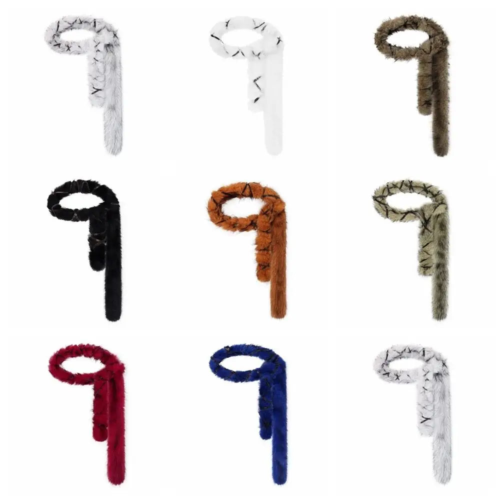 Y2K Faux Fur Sash Belt – Adjustable Hip-Hop Waistband Faux Fur Sash Belt PLUSH
