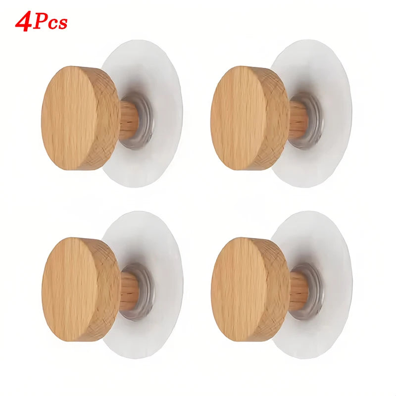 Geometric Wood Wall Hooks – Coat & Towel Hanger Set of 4 Wooden Wall Hooks PLUSH 4Pcs