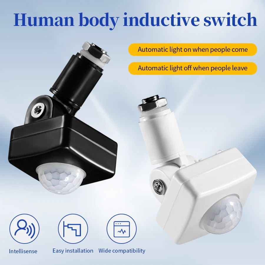 PIR Motion Sensor Smart Light Switch AC 110-240V Adjustable Motion Sensor Switch PLUSH