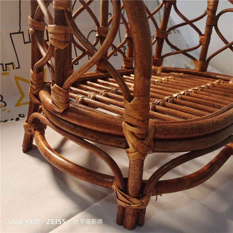 Newborn Photography Prop – Retro Rattan Baby Basket Chair Photography Prop Basket PLUSH