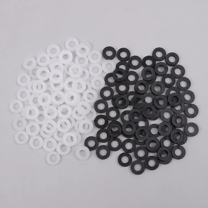 100pcs Nylon Flat Washers for Drum Lug Screws – Black & White Drum Hardware Parts PLUSH