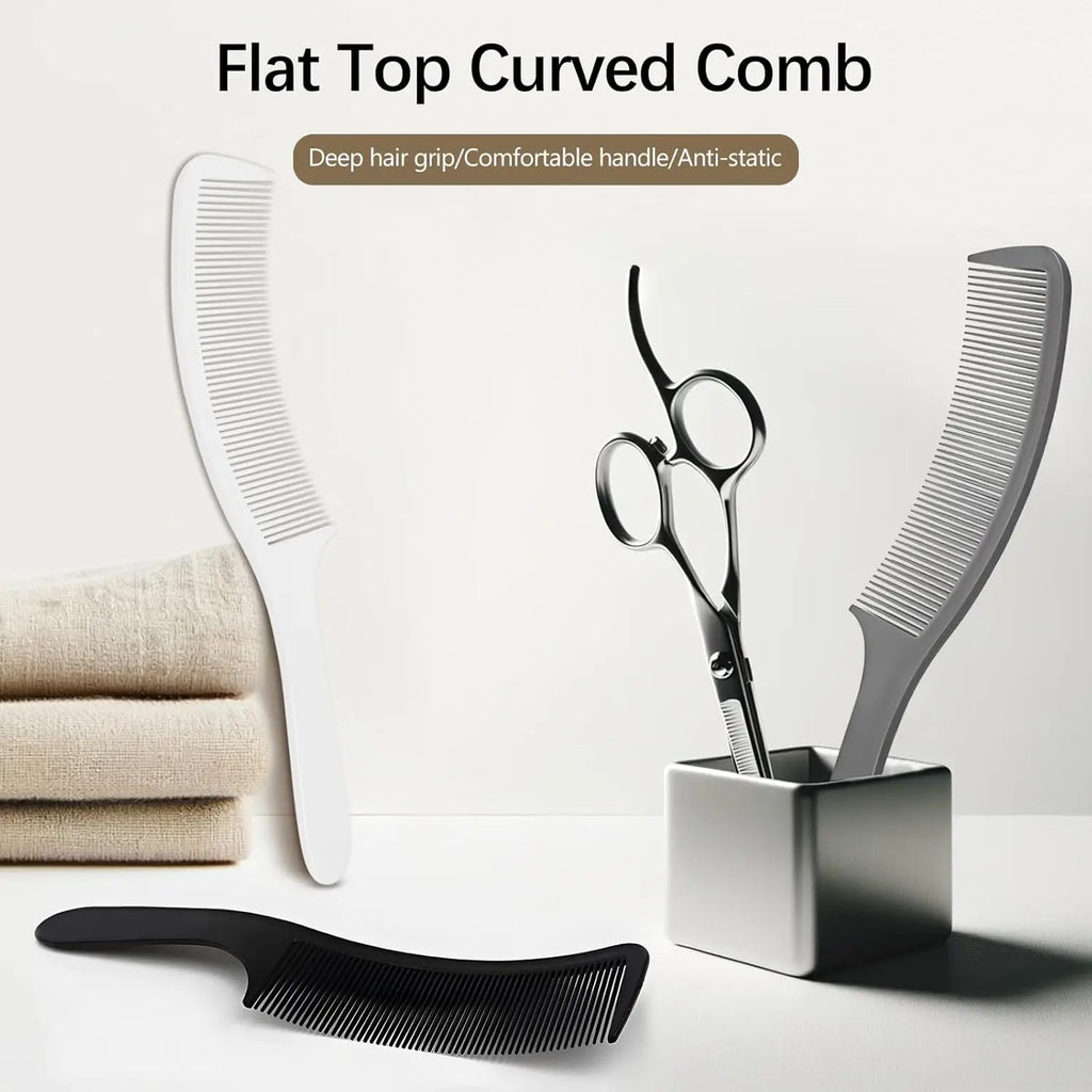 Ergonomic Curved Barber Clipper Comb – Flat Top Styling Tool Barber Clipper Comb PLUSH