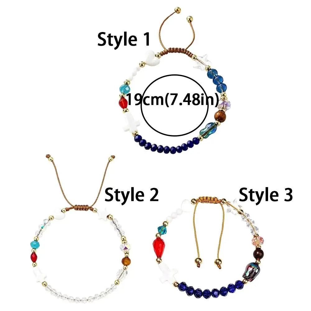 Adjustable Cross Crystal Bead Bracelet – Colorful Boho Bangle Beaded Bangle Bracelet PLUSH