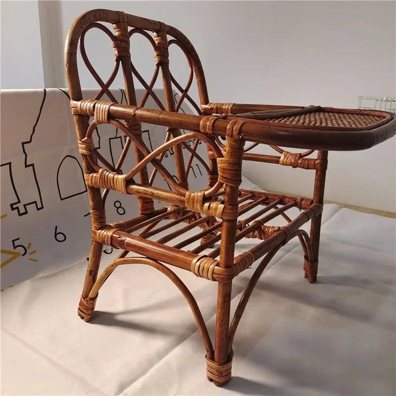 Woven Rattan Baby Photography Chair & Table Prop Set Baby Photography Prop PLUSH