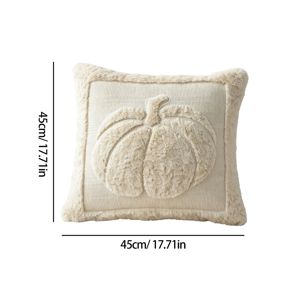 Pumpkin Bow Throw Pillow Cover 45x45cm | Fall Halloween Decor Throw Pillow Cover PLUSH White