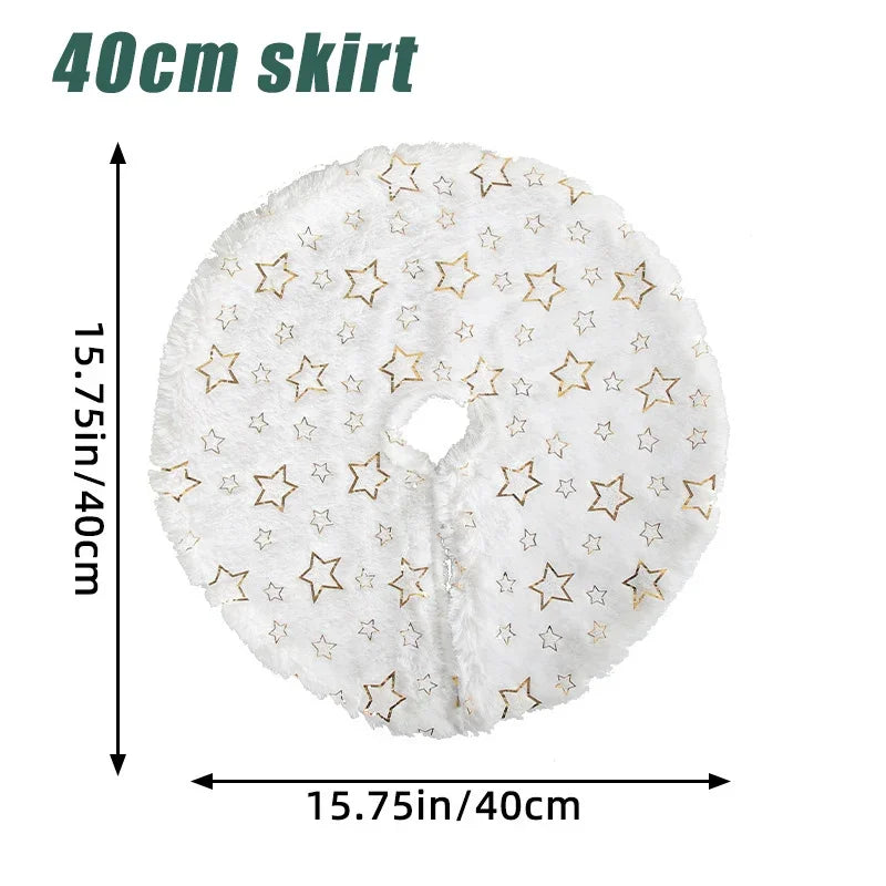 Mini Snow Flocked Artificial Christmas Tree with Fur Skirt Christmas Tree Decor PLUSH C 1PC