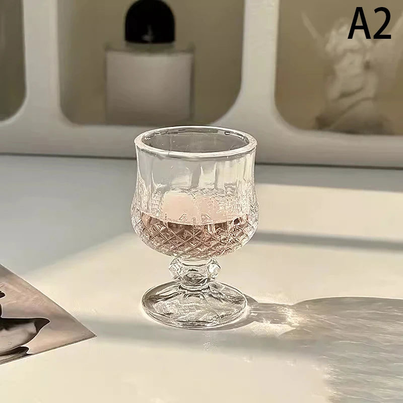 Vertical Striped Glass Cup – Coffee, Juice, Wine & More Glass Drinkware Cup PLUSH style 2