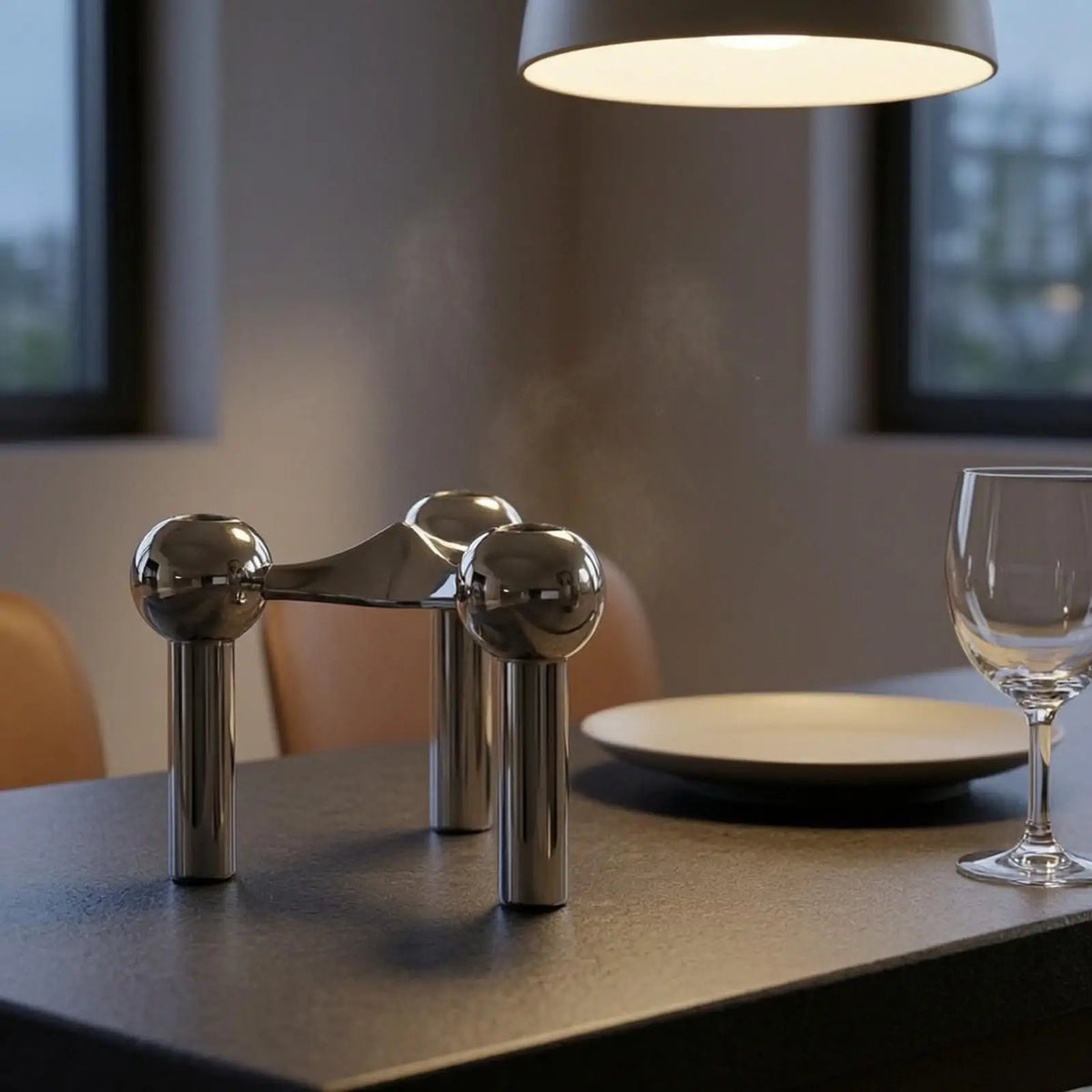 Modern Geometric Metal Candle Holder – Glossy Table Centerpiece Candle Holder PLUSH