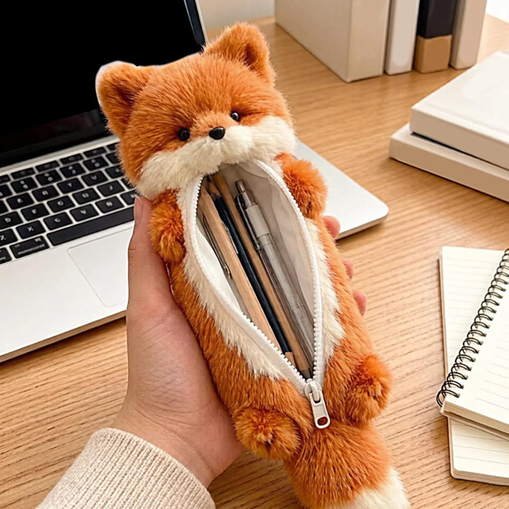 2-Pack Cute Animal Plush Pencil Cases | Large Capacity Zipper Plush Pencil Case PLUSH