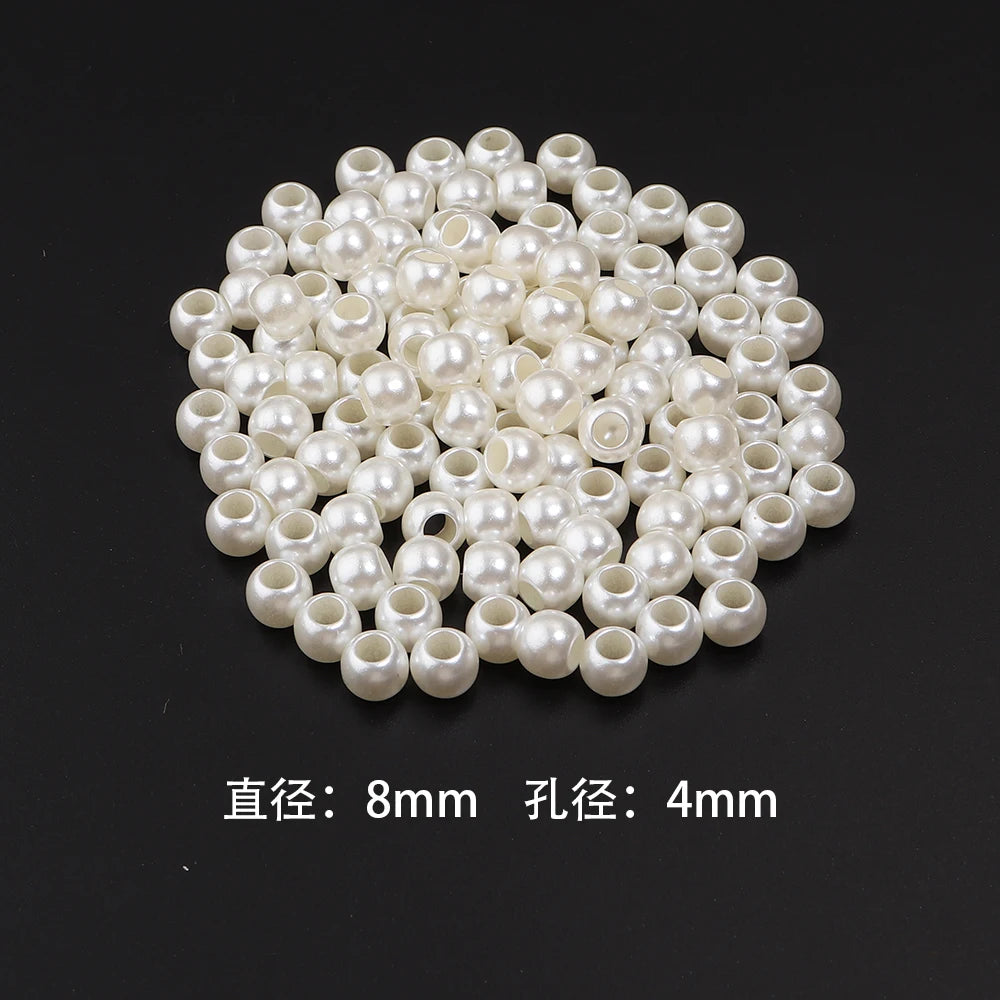Vintage ABS Imitation Pearl Big Hole Spacer Beads – DIY Jewelry Pearl Spacer Beads PLUSH 8mm hole 4mmx200pcs