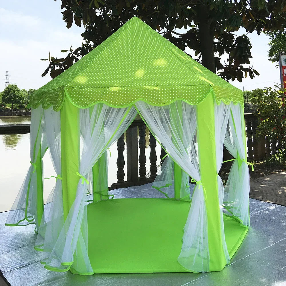 Kids Hexagonal Mesh Play Tent – Indoor & Outdoor Game House Kids Play Tent PLUSH green