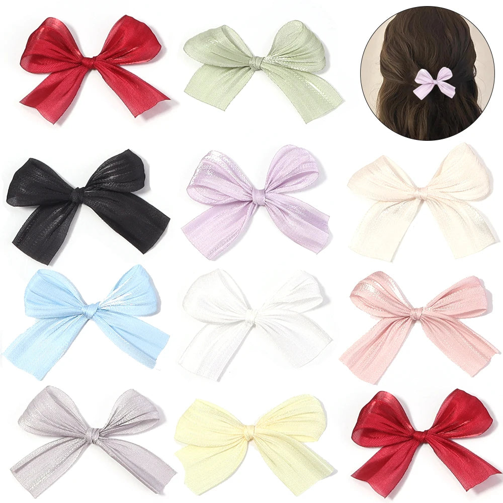 10pcs Pleated Satin Ribbon Bows – DIY Wedding & Hair Decor Ribbon Bow Embellishments PLUSH