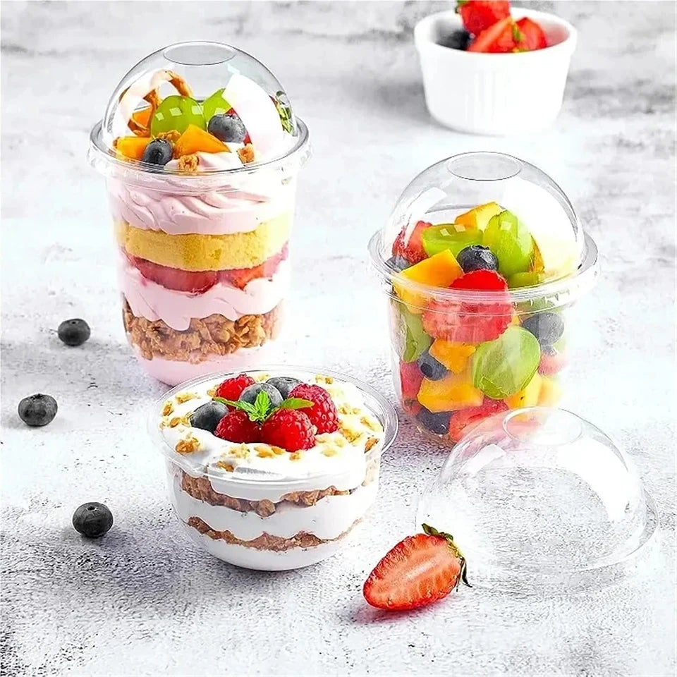 50pcs Disposable Plastic Dessert Cups with Lids – 8/12/16 oz Disposable Dessert Cups PLUSH