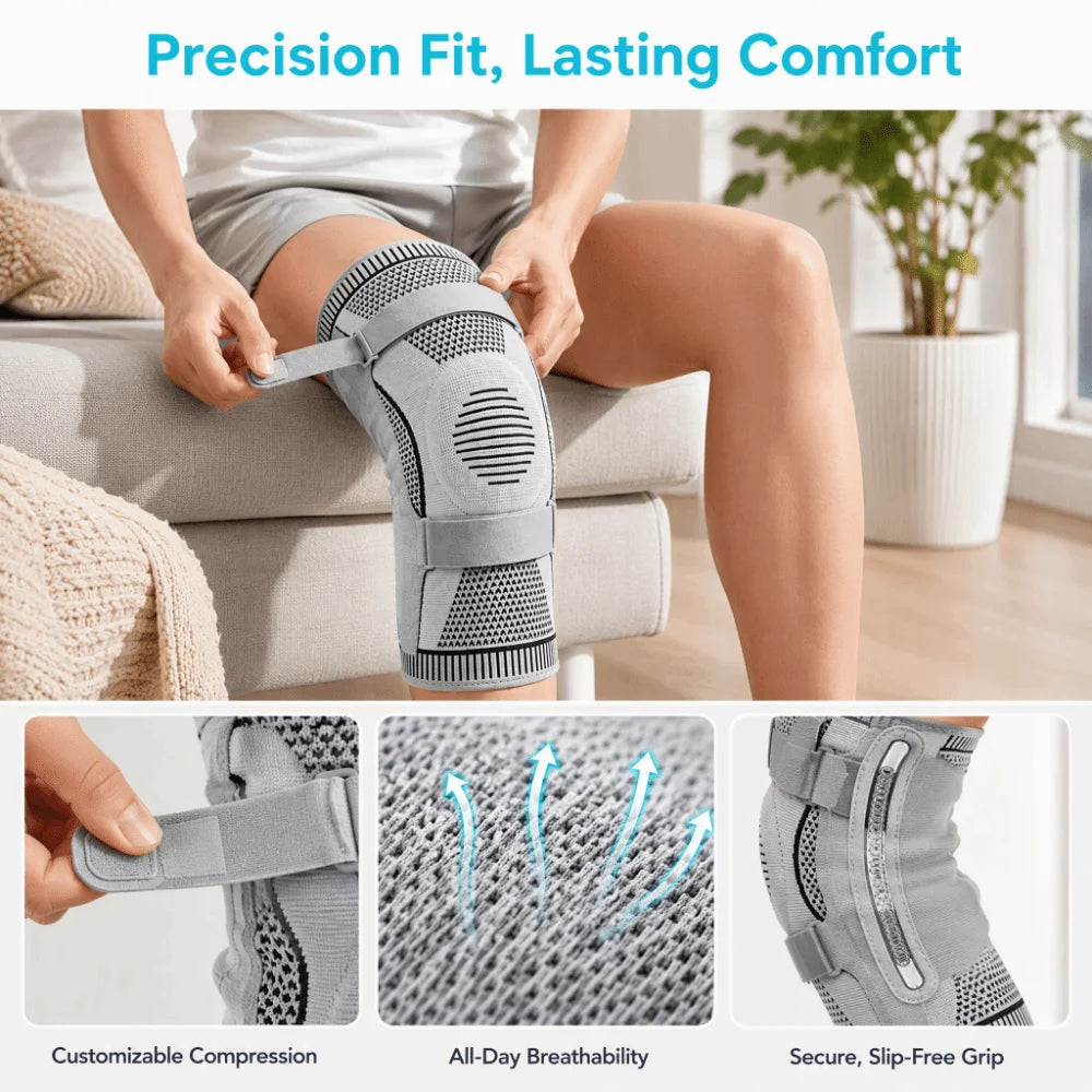 Elastic Knee Brace Silicone Patella Strap – Breathable Support Knee Support Brace PLUSH