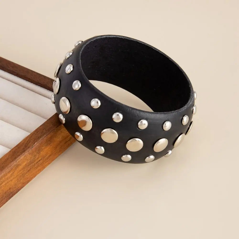 Bohemian Rivet Wide Chunky Bangle – Vintage Retro Cuff Bracelet Cuff Bangle Bracelet PLUSH