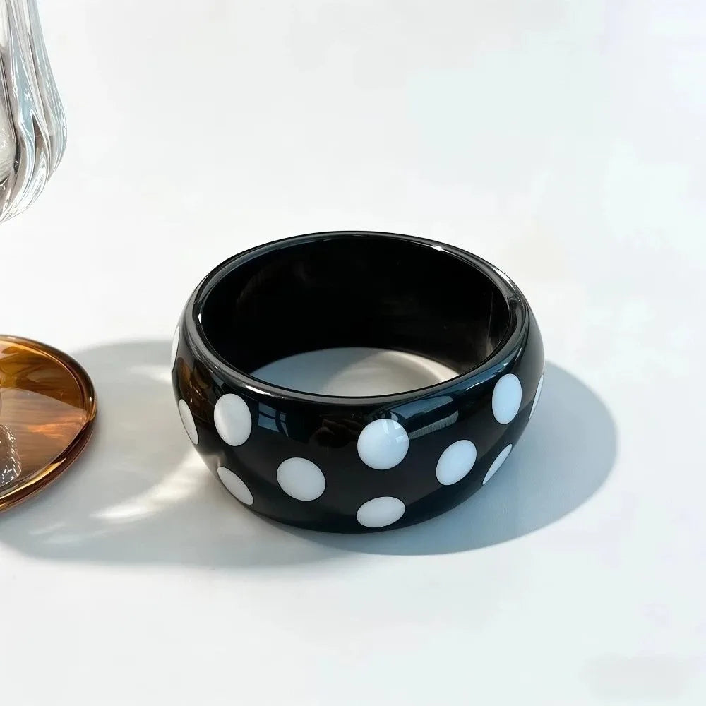 Vintage Resin Polka Dot Bangle – Punk Stackable Cuff Bracelet Cuff Bangle Bracelet PLUSH Style K