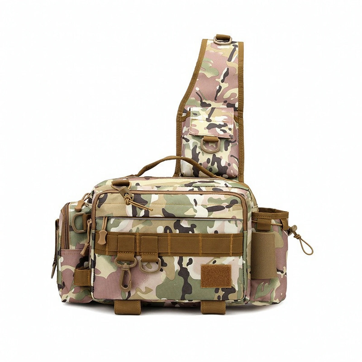 Fishing Waist Bag – Heavy-Duty Tackle Sling Pack Organizer Fishing Sling Pack PLUSH Desert Camouflage