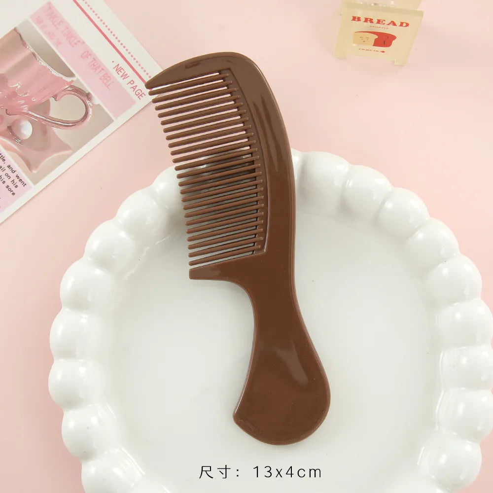 Mini Macaron Cute Pocket Hair Comb – Portable Plastic Comb Pocket Hair Comb PLUSH brown