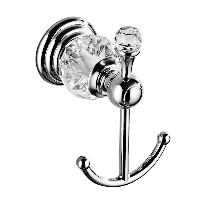 Crystal Robe Hook Wall Mount – Chrome & Gold Towel Hanger Robe Hook PLUSH Chrome