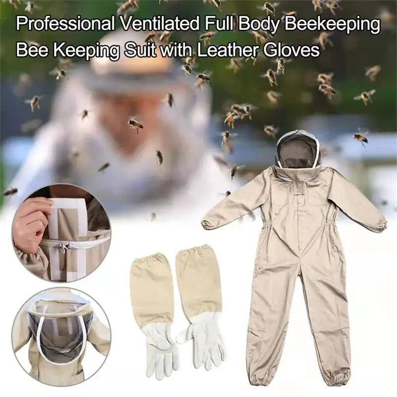 Professional Beekeeping Suit – Full Body Veil Hood Jacket & Pants Beekeeping Suit PLUSH