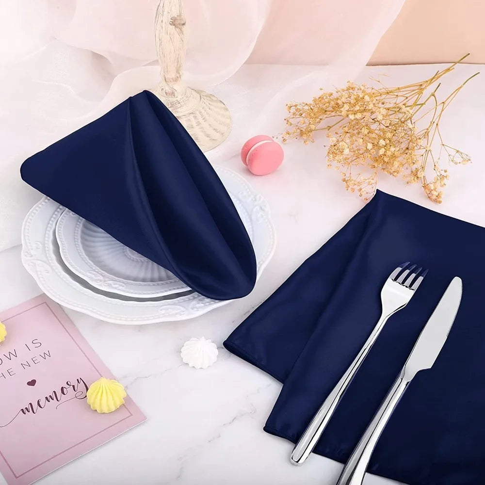 10pcs Satin Dinner Napkins 30x30cm – Soft Reusable Table Napkins Cloth Dinner Napkins PLUSH