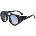Retro Round Steampunk Sunglasses | Leather Side Shields Steampunk Sunglasses PLUSH Style E