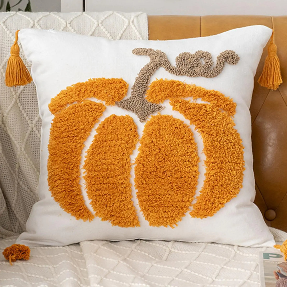 Halloween Pumpkin Ghost Throw Pillow Cover | Fall Décor Throw Pillow Cover PLUSH