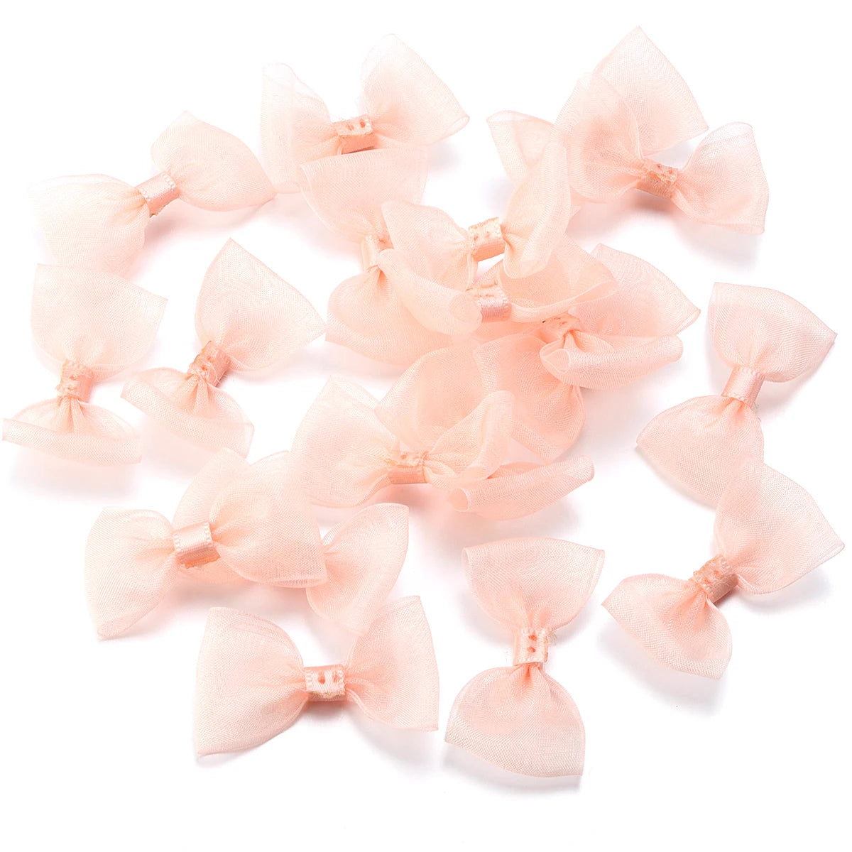 20pcs Organza Sheer Mesh Bows – Hair Clips & DIY Crafts Craft Bow Embellishments PLUSH Shell Pink