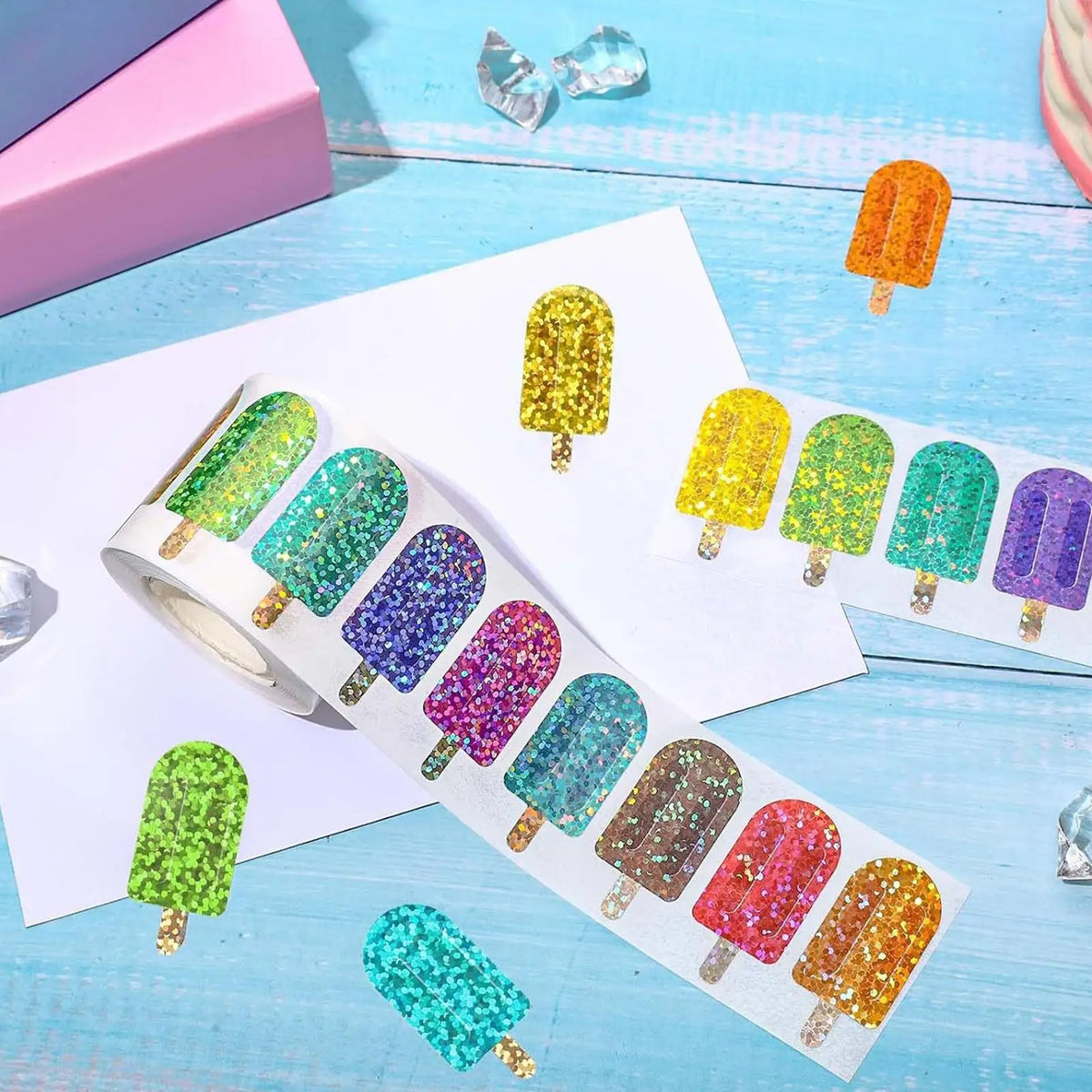 500pcs Popsicle Summer Stickers – Party & Drinkware Decals Decorative Stickers PLUSH