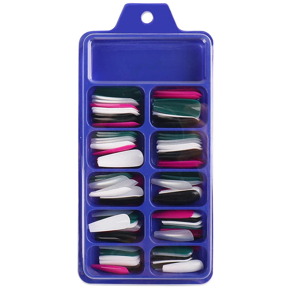 100pcs Coffin Press On Nails – Acrylic Nail Extension Kit Press On Nail Tips PLUSH 1895-46
