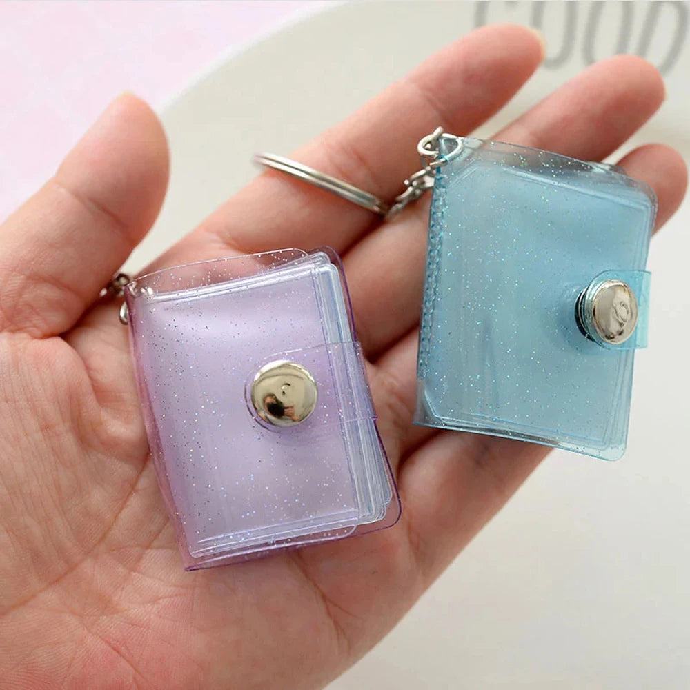 Mini Keychain Photo Album 16 Pockets 2 Inch Picture Holder Mini Photo Album PLUSH